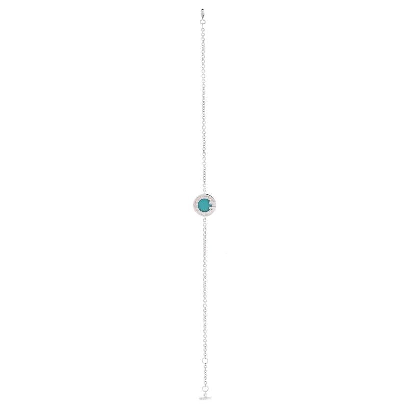 Tiffany & Co. T Circle Chain Bracelet 18K White Gold with Turquoise and Diamonds - 3