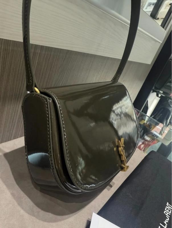 YSL Saint Laurent Mini Voltaire Shoulder Bag in Dark Vineyard Green - 3