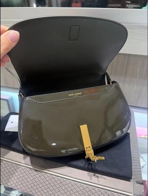 YSL Saint Laurent Mini Voltaire Shoulder Bag in Dark Vineyard Green - 9