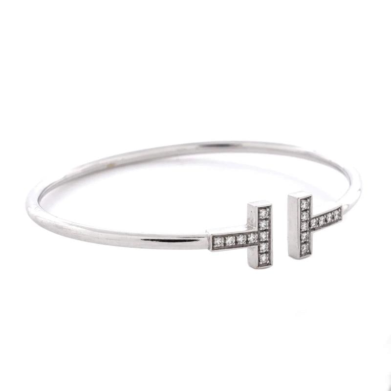 Tiffany & Co. T Wire Bracelet 18K White Gold with Diamonds - 2