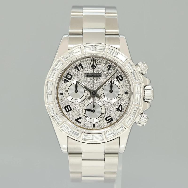 Rolex Daytona 116520 Pave Diamond Baguette Steel Chrono 40mm Watch Box - 2