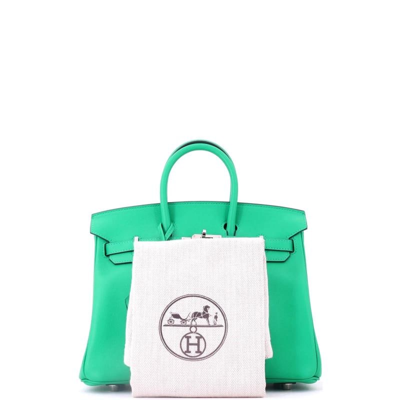 Hermes Birkin Handbag Green Swift with Palladium Hardware 25 - 2