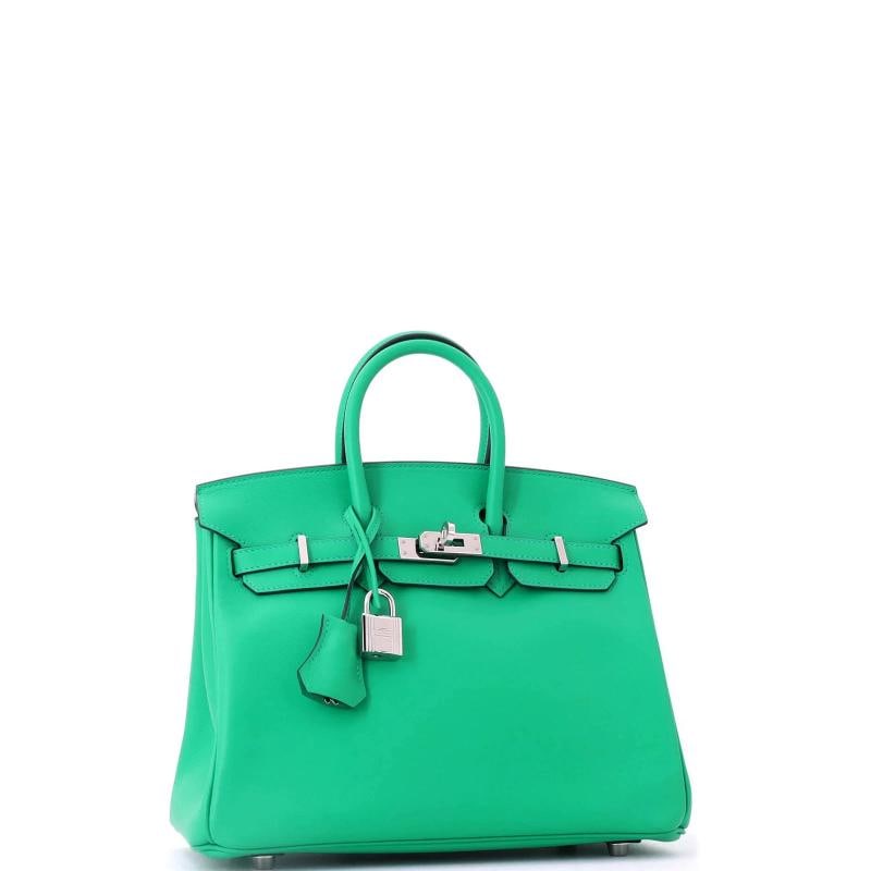 Hermes Birkin Handbag Green Swift with Palladium Hardware 25 - 3