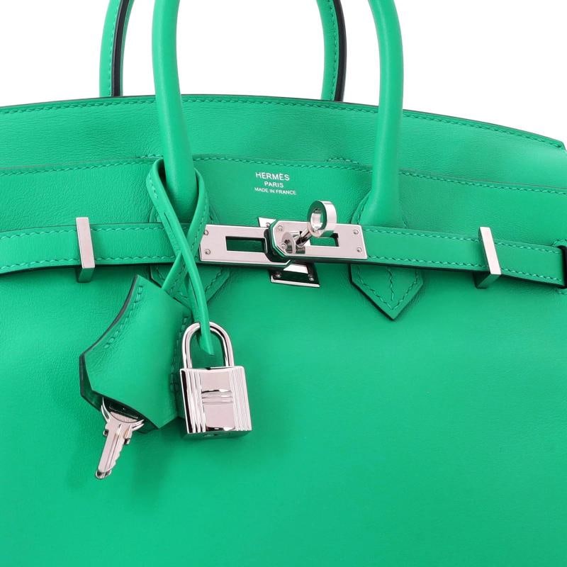 Hermes Birkin Handbag Green Swift with Palladium Hardware 25 - 7