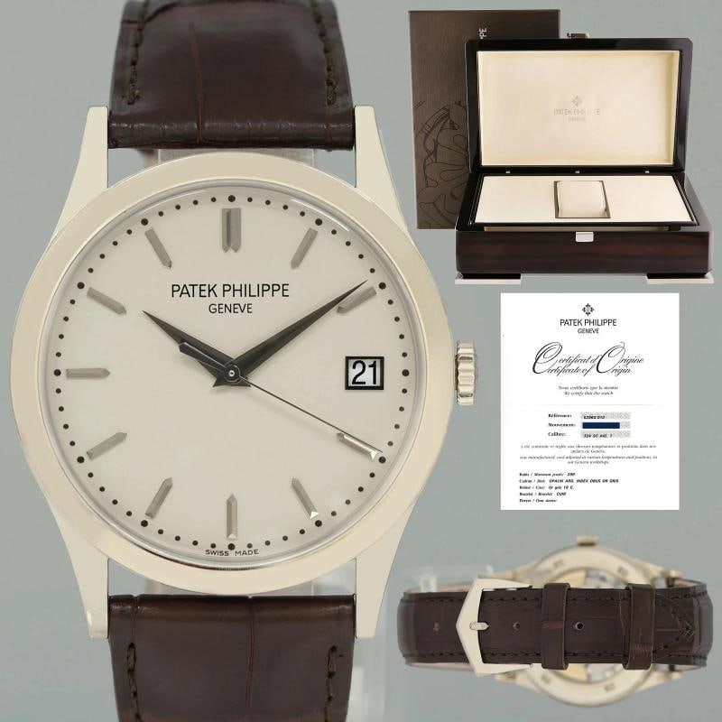2010 PAPERS MINT Patek Philippe 5296G 38mm White Gold Calatrava Black Leather (1 of 8)