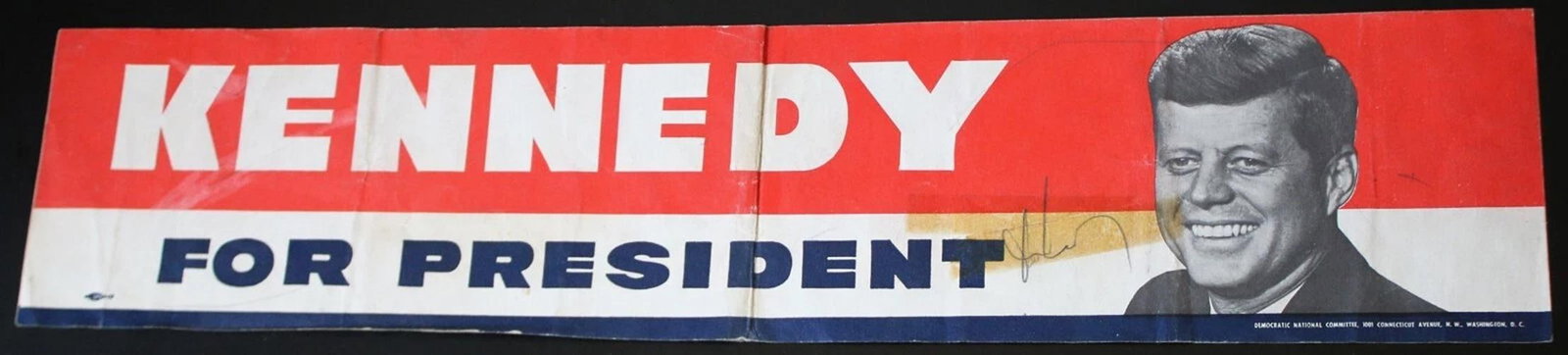 John F. Kennedy (JFK) Signed Campaign Bumper Sticker (JSA LOA) - 2