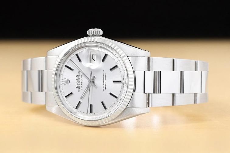 ROLEX DATEJUST 1601 18K WHITE GOLD STAINLESS STEEL SILVER DIAL OYSTER BAND WATCH - 2