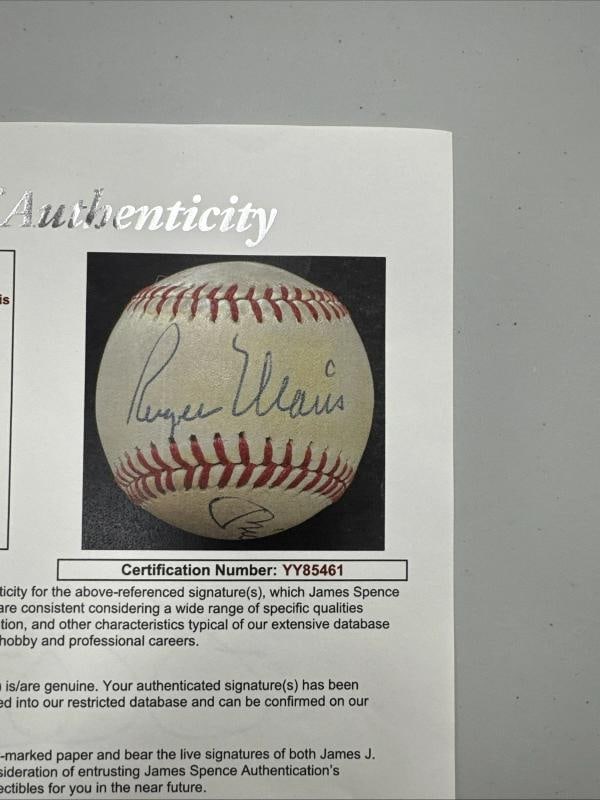 Roger Maris Mickey Mantle & Joe Dimaggio Signed American League Baseball JSA COA - 8