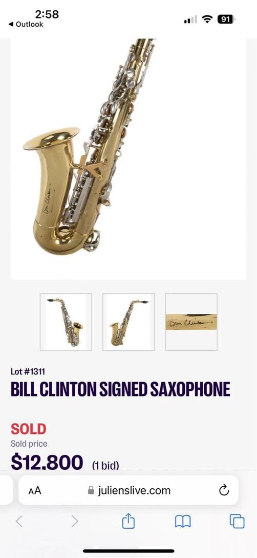 President Bill Clinton Signed Autographed Saxophone With JSA COA - 15