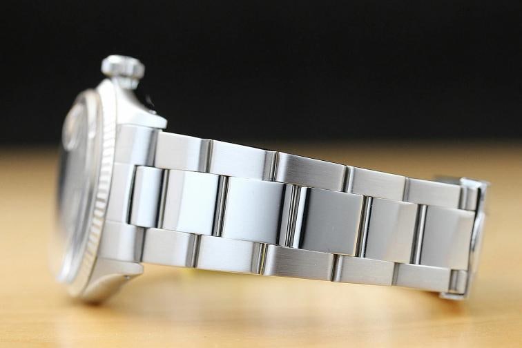 ROLEX MENS DATEJUST 1601 18K WHITE GOLD BEZEL STEEL BLACK DIAL OYSTER BAND WATCH - 5