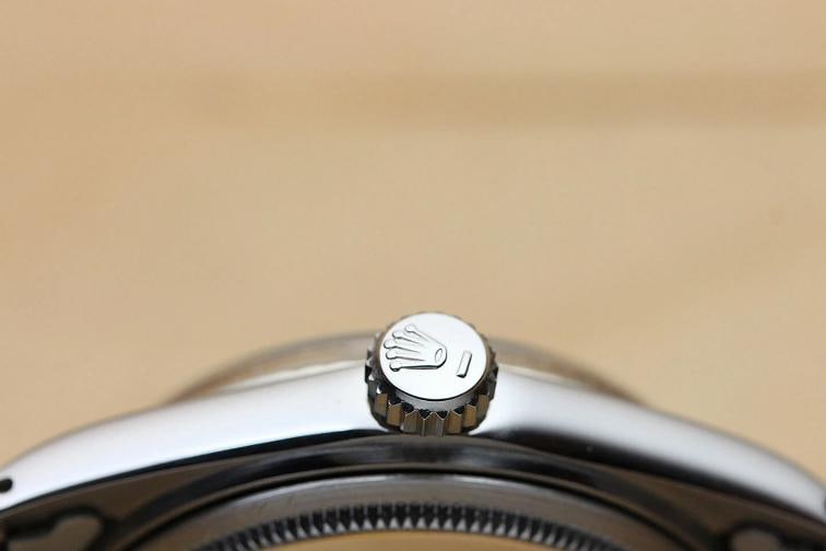 ROLEX MENS DATEJUST 1601 18K WHITE GOLD BEZEL STEEL BLACK DIAL OYSTER BAND WATCH - 8