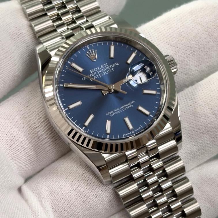 2026 Brand New Rolex Datejust 36 126234 36mm Blue Dial 18k Gold Steel Box Papers - 2