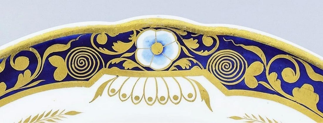 c1800-1825 Lovely set 13 Spode Cobalt Blue White & Gilt Dinner Plates - 3