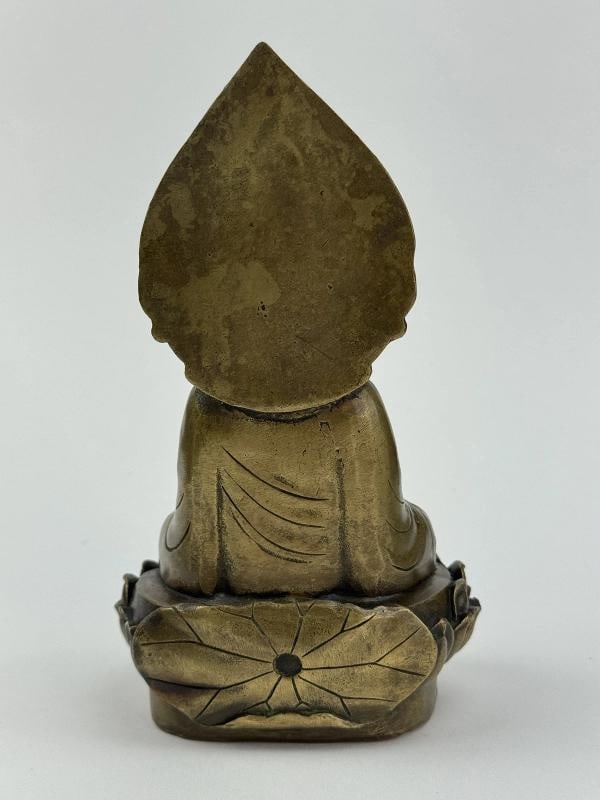 Superb Antique Chinese Bronze Buddhist Guanyin Dhyana Mudra Statue Lotus Seat - 3