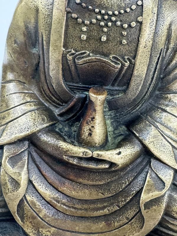 Superb Antique Chinese Bronze Buddhist Guanyin Dhyana Mudra Statue Lotus Seat - 7
