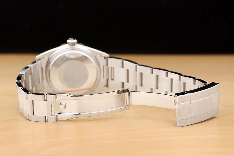 ROLEX MENS DATEJUST 16014 BLACK DIAL 18K WHITE GOLD STEEL WATCH w/ OYSTER BAND - 10