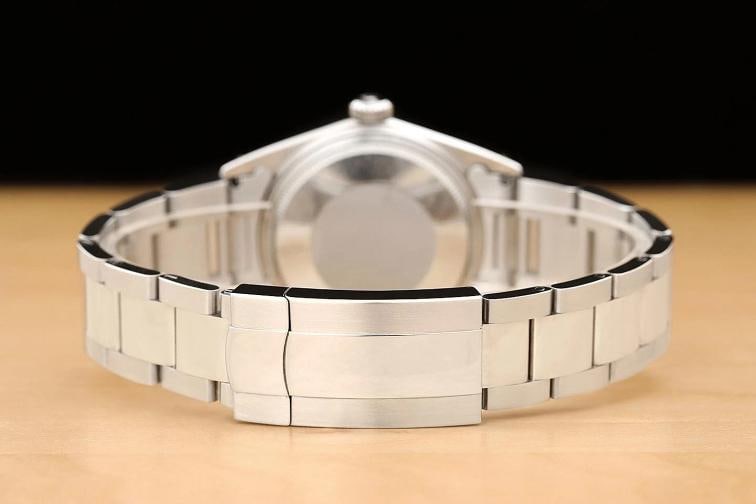 ROLEX MENS DATEJUST 16014 BLACK DIAL 18K WHITE GOLD STEEL WATCH w/ OYSTER BAND - 6