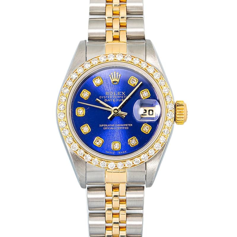 Rolex Datejust 79173 18k YG Two Tone Jubilee Blue Diamond Dial Auto Women 26mm - 2