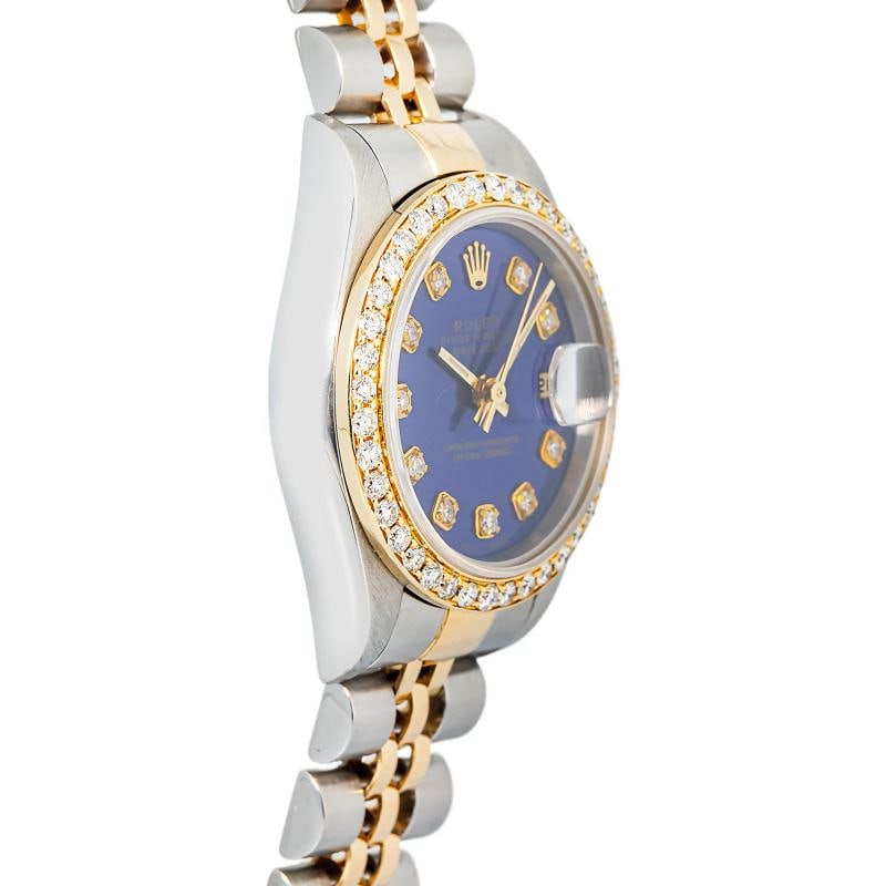 Rolex Datejust 79173 18k YG Two Tone Jubilee Blue Diamond Dial Auto Women 26mm - 4