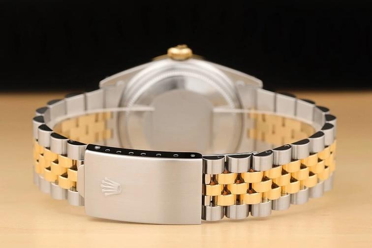 ROLEX MENS DATEJUST 16013 BLACK DIAL 18K YELLOW GOLD STAINLESS STEEL WATCH - 6