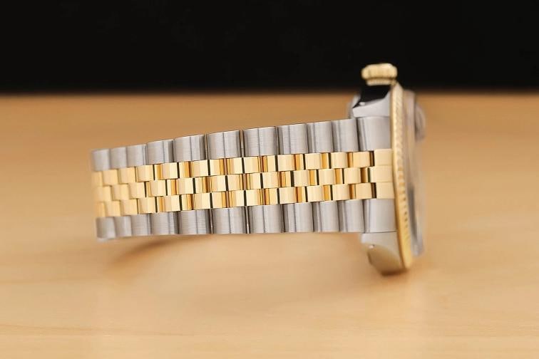 ROLEX MENS DATEJUST 16013 BLACK DIAL 18K YELLOW GOLD STAINLESS STEEL WATCH - 8