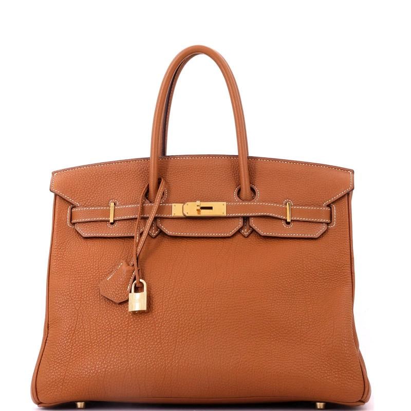 Hermes Birkin Handbag Brown Fjord with Gold Hardware 35: Condition: Pre-owned - Fair,Brand: Hermes,Exterior Material: Leather,Style: Totes,Exterior Color: Brown,Department: Women,Size: 35,Accessories: Keys, Lock, Clochette