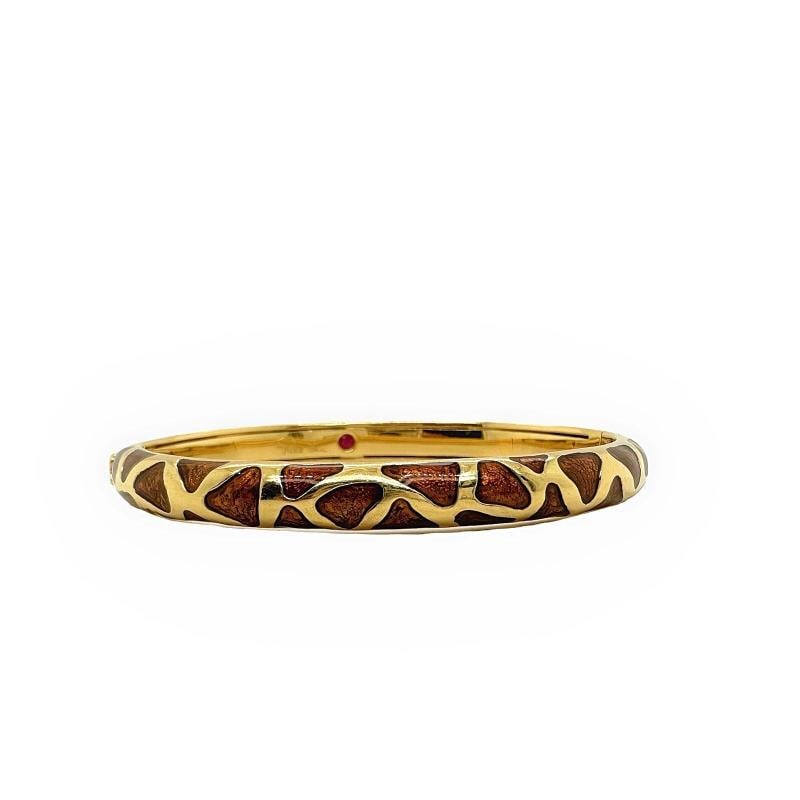 Roberto Coin Giraffe Safari Bangle Bracelet 18kt YG Brown Enamel - 2