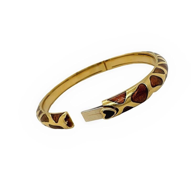 Roberto Coin Giraffe Safari Bangle Bracelet 18kt YG Brown Enamel - 3