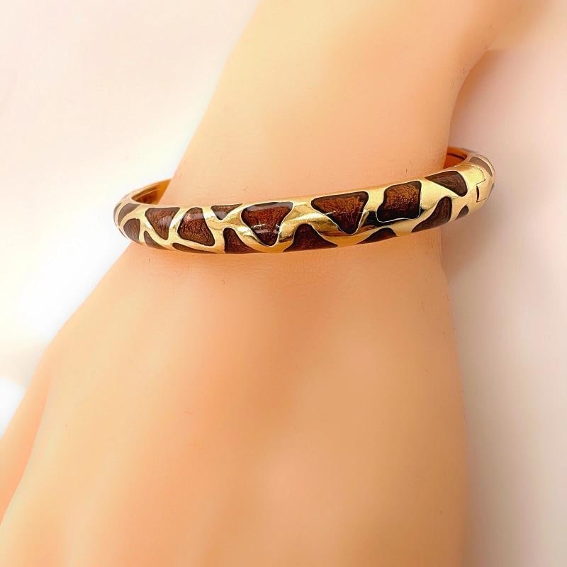 Roberto Coin Giraffe Safari Bangle Bracelet 18kt YG Brown Enamel - 5