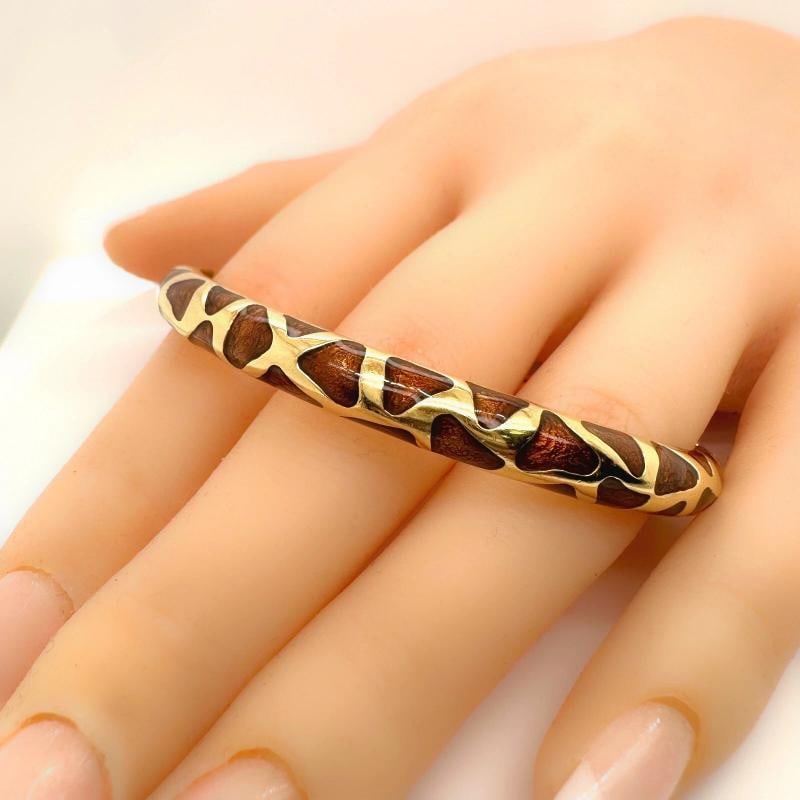 Roberto Coin Giraffe Safari Bangle Bracelet 18kt YG Brown Enamel - 6