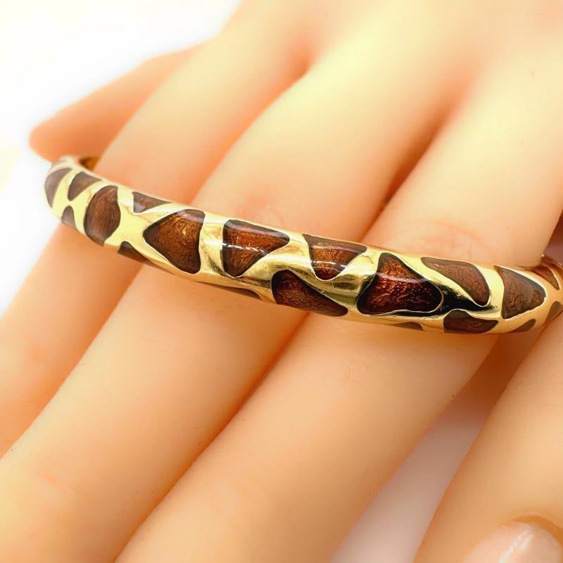 Roberto Coin Giraffe Safari Bangle Bracelet 18kt YG Brown Enamel - 7