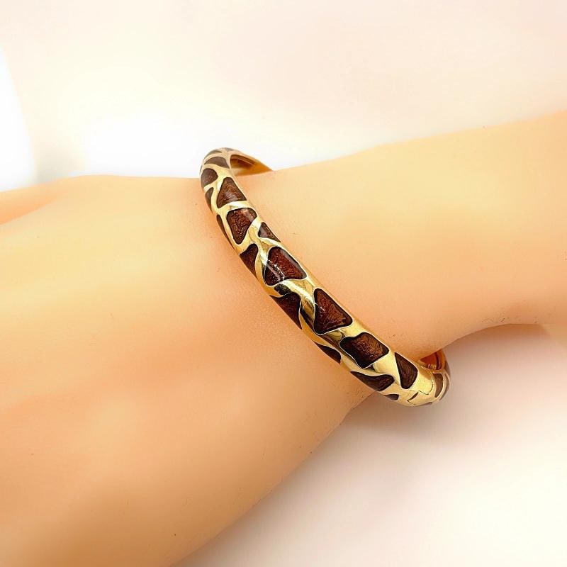 Roberto Coin Giraffe Safari Bangle Bracelet 18kt YG Brown Enamel - 8