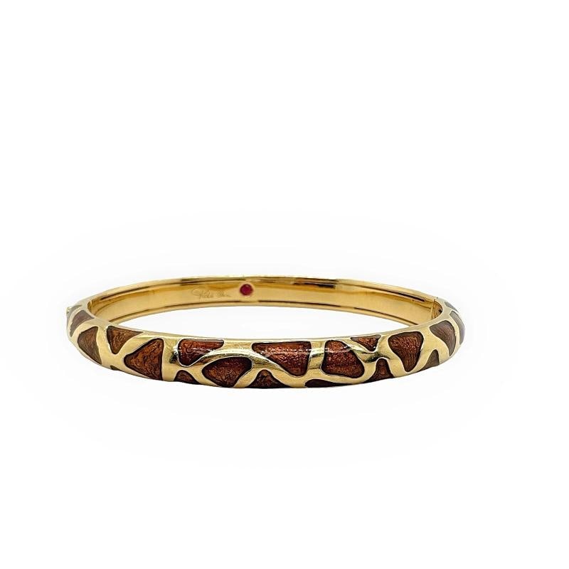 Roberto Coin Giraffe Safari Bangle Bracelet 18kt YG Brown Enamel - 9