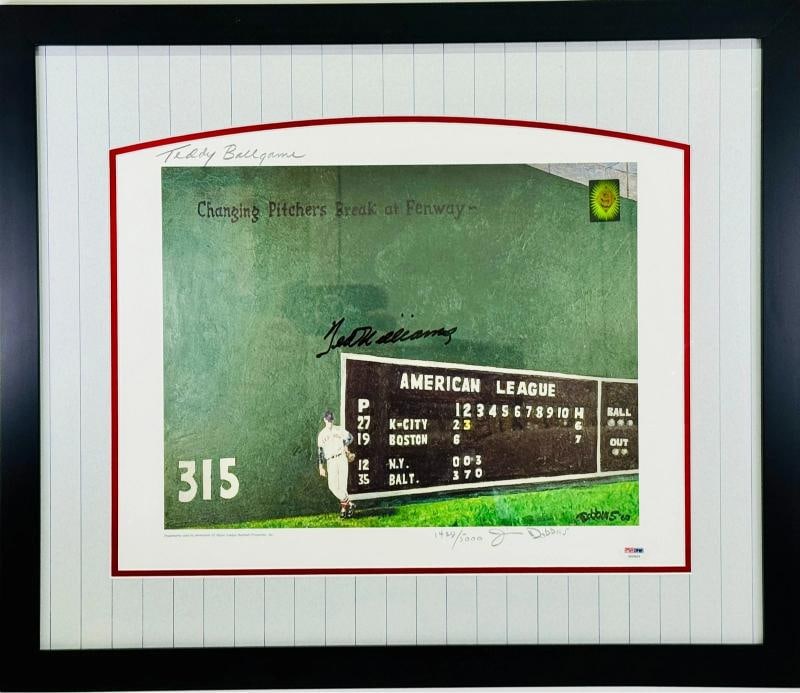 TED WILLIAMS Signed Framed Autograph Lithograph PSA/DNA LOA MLB: Sport: Baseball,Player: Ted Williams,Signed: Yes,Original/Reprint: Original,Autograph Authentication: Professional Sports Authenticator (PSA),Product: Lithograph, Poster & Print,Team: Boston Red Sox,C