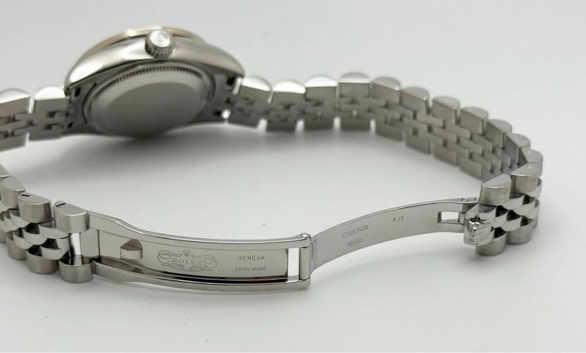 Rolex Ladies Datejust 179174 Pink Salmon Diamond Dial 18k Gold Steel Jubilee - 8