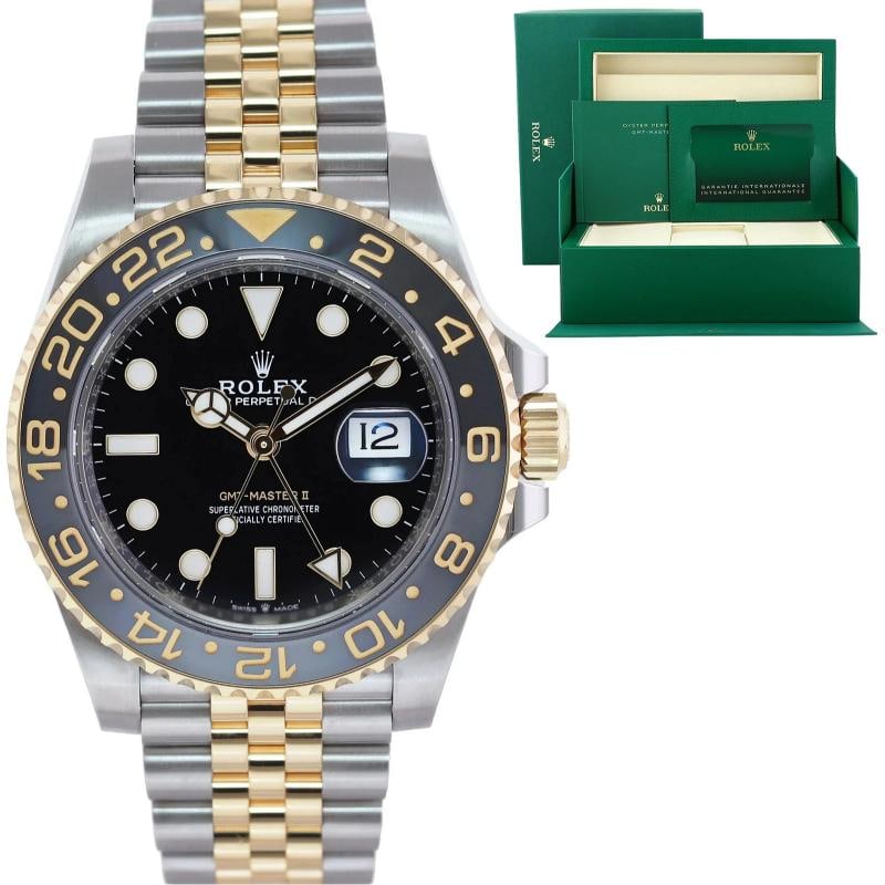 2026 NEW PAPERS Rolex GMT Master II Zombie Gold Two Tone 40mm Jubilee 126713GRNR: Case & Dial Case Material: Rolex Two-Tone Yellow Gold & Stainless Steel Case Size: 40mm Bezel: Rolex Black and Grey Zombie Crystal: Rolex Sapphire Dial: Rolex Black Movement & Bracelet Movement: