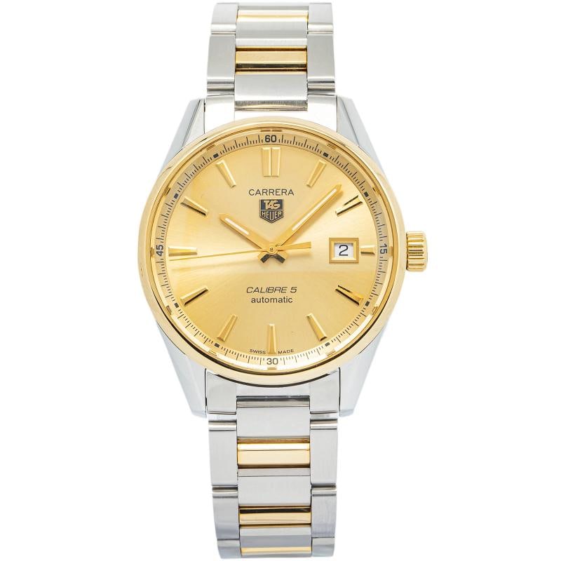 TAG HEUER CARRERA WAR215A YG 18k Two Tone Champaign Dial Auto Men's Watch 39mm: Condition: Pre-owned - Good: This item has been gently used but is in good condition. It might have a few signs of wear, like light scratches or tarnishing.. ,Brand: Tag Heuer,REFERENCE: WAR215A,Movem