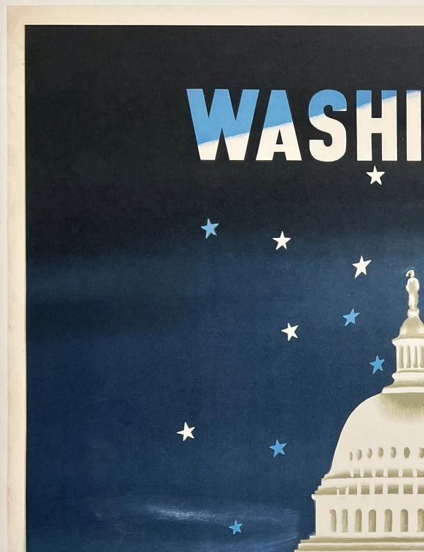 Original Vintage Poster WASHINGTON AMERICAN AIRLINES Airline Travel KAUFFER OL - 2