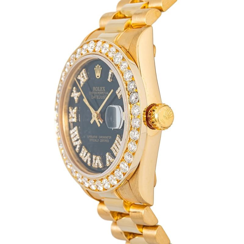 Rolex Datejust 68278 President 18K YG Black Dial Auto Ladies Watch 31mm - 3