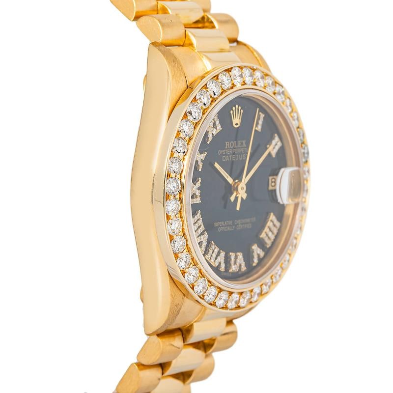 Rolex Datejust 68278 President 18K YG Black Dial Auto Ladies Watch 31mm - 4