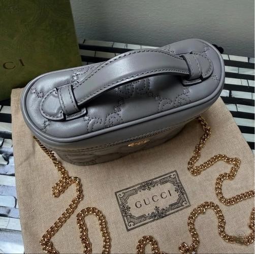 Gucci GG Marmont Mini Top Handle Shoulder Bag in Grey style# 728770 - 3
