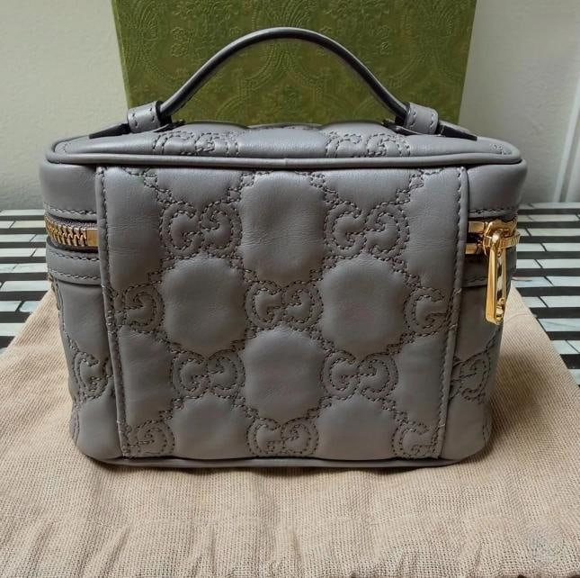 Gucci GG Marmont Mini Top Handle Shoulder Bag in Grey style# 728770 - 4