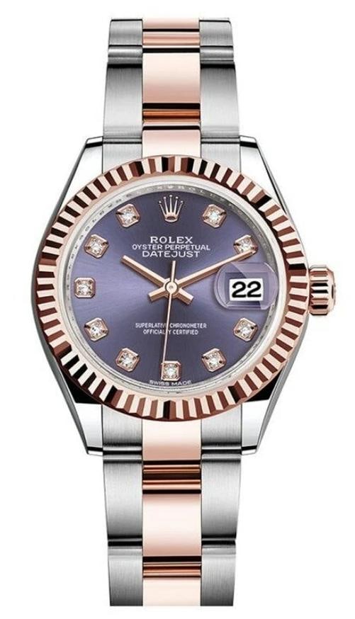 Rolex Datejust 279171 MINT Rose Oyster Aubergine Dial Watch 28mm 2018 Complete - 2