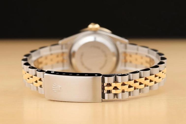ROLEX LADIES DATEJUST 69173 SILVER DIAMOND RUBY 18K YELLOW GOLD STEEL WATCH - 6