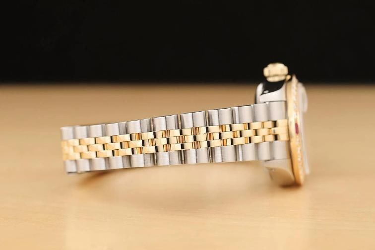 ROLEX LADIES DATEJUST 69173 SILVER DIAMOND RUBY 18K YELLOW GOLD STEEL WATCH - 8