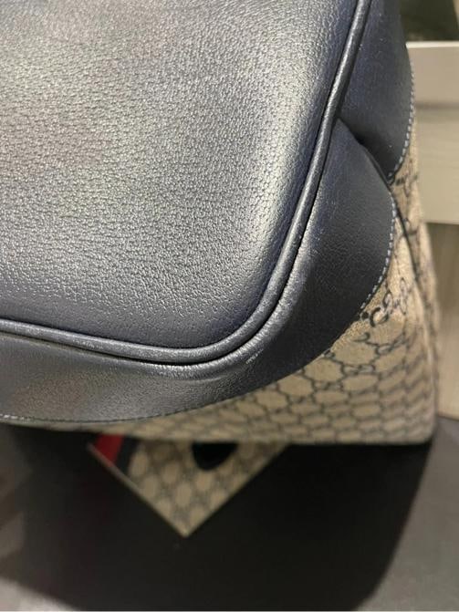 Gucci Navy GG Supreme Tote with Red/Navy Web & Matching Wristlet - 13