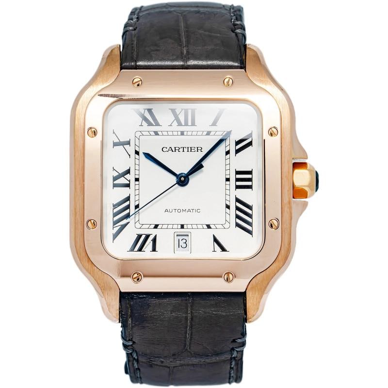 Cartier Santos WGSA0011 18K Rose Gold White Dial Auto Men Watch 40mm: Condition: Pre-owned - Good: This item has been gently used but is in good condition. It might have a few signs of wear, like light scratches or tarnishing.. ,Brand: Cartier,REFERENCE: WGSA0011,WARRAN