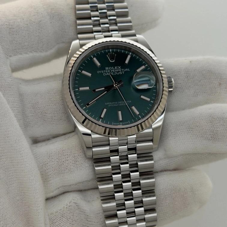 2025 Rolex Datejust 36 126234 Mint Green Dial 18k Gold Steel Jubilee Box Papers - 2