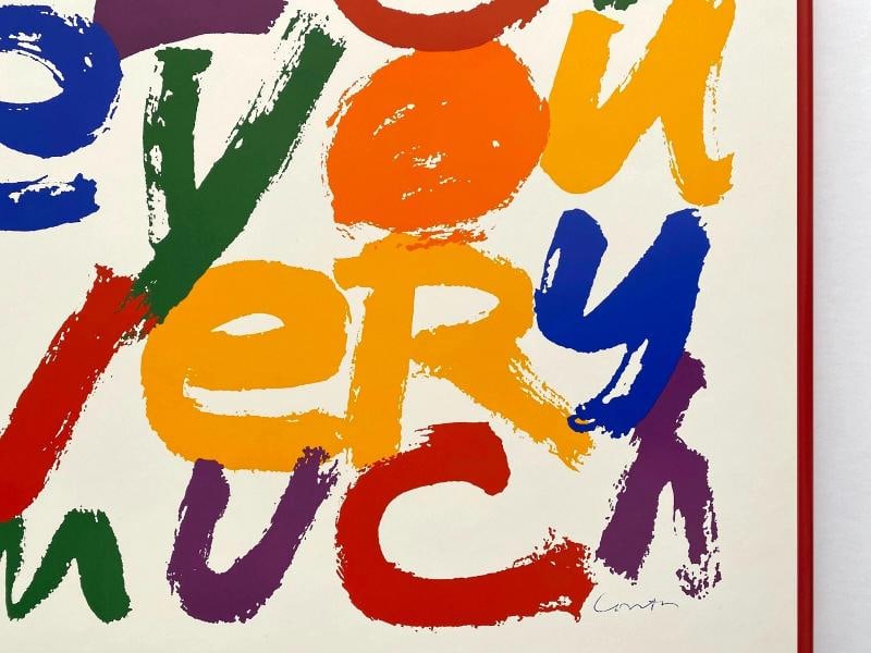 CORITA KENT RARE 1978 "I LOVE U VERY MUCH" MCM LITHO PRINT FRAMED POP ART POSTER - 10