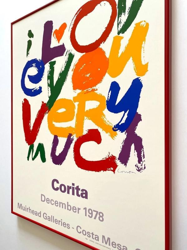 CORITA KENT RARE 1978 "I LOVE U VERY MUCH" MCM LITHO PRINT FRAMED POP ART POSTER - 11